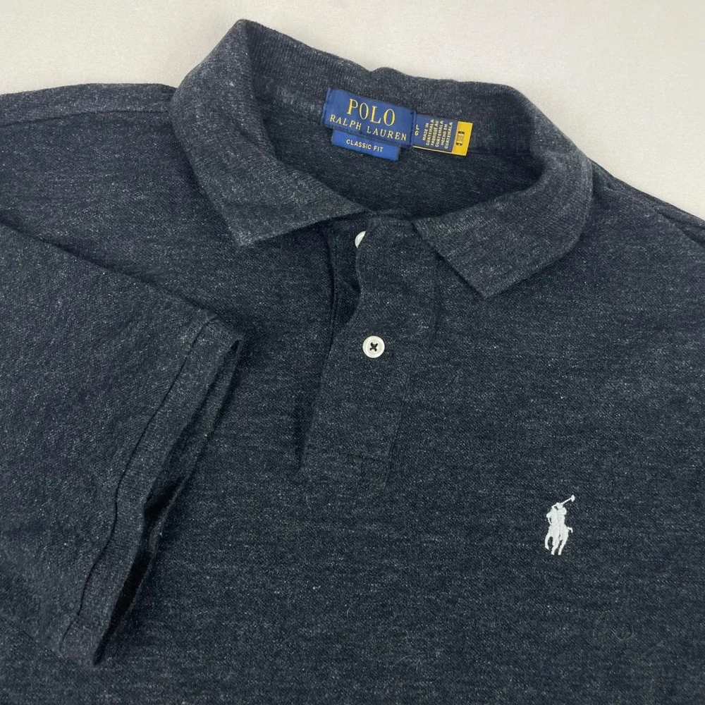 Polo Ralph Lauren Mens Classic Fit Short Sleeve Polo Shirt Gray Heather Large